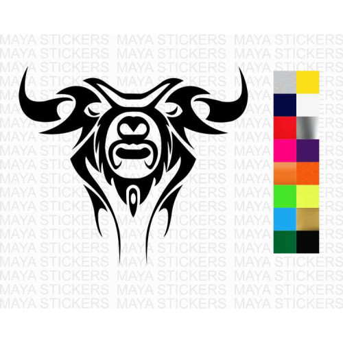 Bull skull with gun sticker in custom colors and sizes