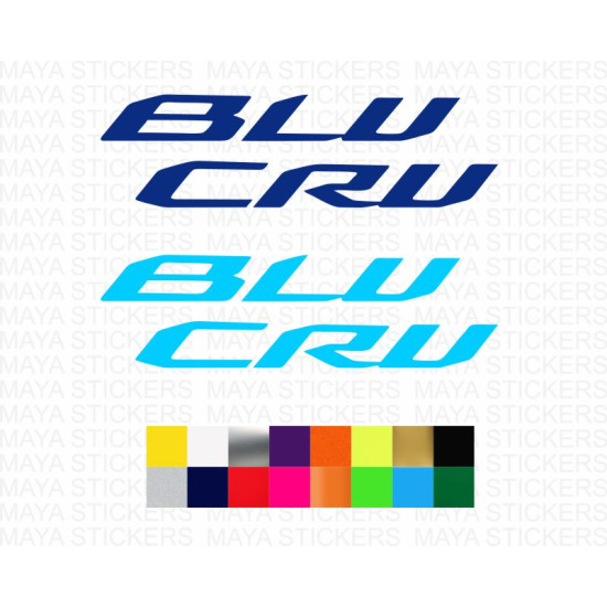 BLU CRU yamaha racing decal sticker for motorcycles and scooters ( Pair of 2 )