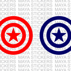 Captain America star shield sticker in single color. 