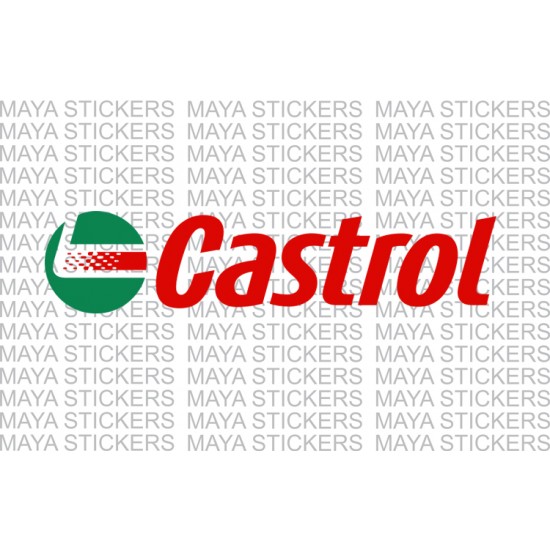 Pair of 4" Castrol stickers curved shape