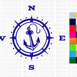 Compass and anchor design stickers for cars, bikes, boats and others