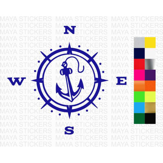 Compass and anchor design stickers for cars, bikes, boats and others