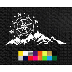 Compass and Mountain decal sticker for motorcycles and cars