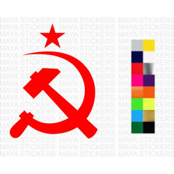 Hammer, sickle and star communist symbol sticker for cars, motorcycles and laptops