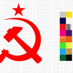 Hammer, sickle and star communist symbol sticker for cars, motorcycles and laptops