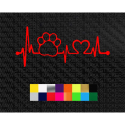 Dog / Cat Paw marks and Heart beat decal sticker for cars, bikes, laptops 