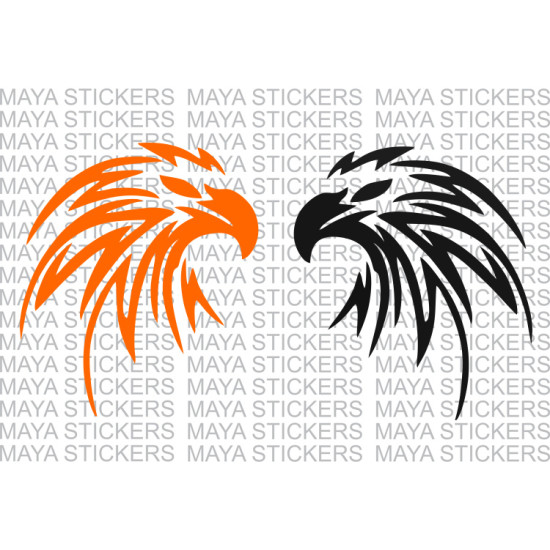Eagle Falcon head tribal pattern decal sticker (Pair of 2) 