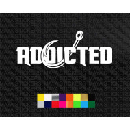 Addicted to fishing sticker for cars, bikes, and fishing gear