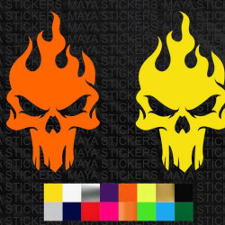Flaming skull ghost rider decal stickers for cars, bikes, laptops, helmets ( Pair of 2 )