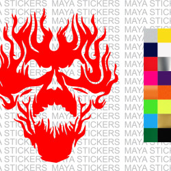 Flaming monster skull decal sticker for cars,bikes, laptops, helmets