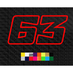 Francesco Bagnaia 63 number sticker for bikes, helmets and cars ( 2 stickers )