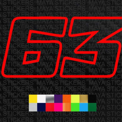 Francesco Bagnaia 63 number sticker for bikes, helmets and cars ( 2 stickers )