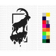 Mountain Goat decal in rectangular frame sticker for cars, bikes, laptops and others