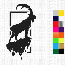 Mountain Goat decal in rectangular frame sticker for cars, bikes, laptops and others