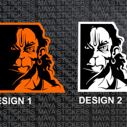Hanuman Angry Face Dual color Sticker for bikes, laptops, walls, door.