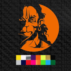Angry hanuman sticker with round design for cars, bikes, laptops