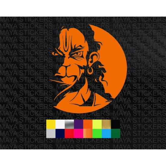 Angry hanuman sticker with round design for cars, bikes, laptops