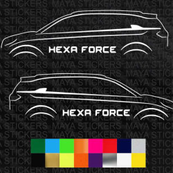 Tata Hexa outline Hexa force sticker ( Pair of 2 )