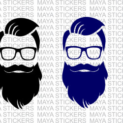 Hipster Gentleman with long beard and glasses decal sticker ( Pair of 2 )