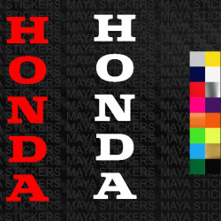 Honda vertical text logo sticker in custom colors and sizes (Pair of 2 stickers )