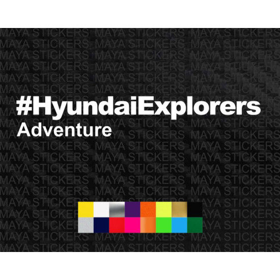 Explorer Adventure decal for Creta, i20, Verna, Exter, Venue, Alcazar, Tucson, IONIQ & others