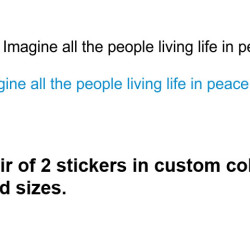 Imagine all the people living life in peace - John lenon quote sticker (Pair of 2 )