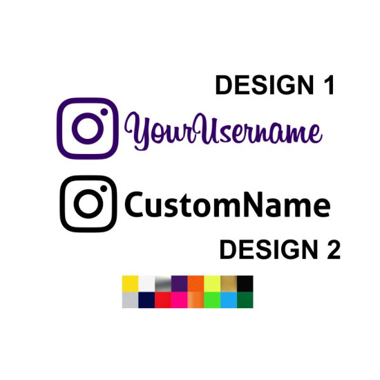 Instagram Username / Handle  stickers in custom colors and sizes ( 2 stickers pair )