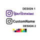 Instagram Username / Handle  stickers in custom colors and sizes ( 2 stickers pair )