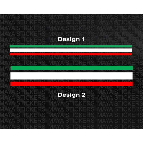 Italian Flag stripe sticker for motorcycles, cars, and helmets