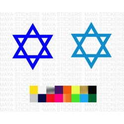 Star of David Israel Flag logo sticker for cars, bikes, laptops ( Pair of 2 )
