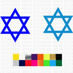 Star of David Israel Flag logo sticker for cars, bikes, laptops ( Pair of 2 )