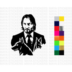 John wick with dogs decal sticker for cars, bikes, laptops, wall