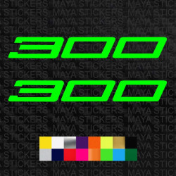 300 logo sticker for Ninja 300, RTX 300,  Versys 300 and others  ( Pair of 2 )
