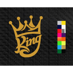 King logo with crown design sticker for cars, bikes, laptops