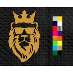 Lion with glasses and crown sticker for cars, bikes, laptops, mobile