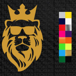 Lion with glasses and crown sticker for cars, bikes, laptops, mobile