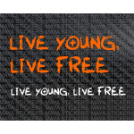 Live young, live free sticker for mahindra thar, xuv, tuv, kuv, scorpio, bolero