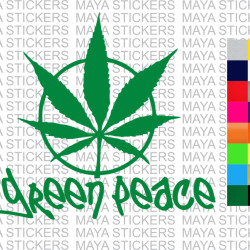 Green Peace funny marijuana sticker for cars, bikes, laptop