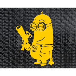 Minion with gun sticker for cars, bikes, laptop