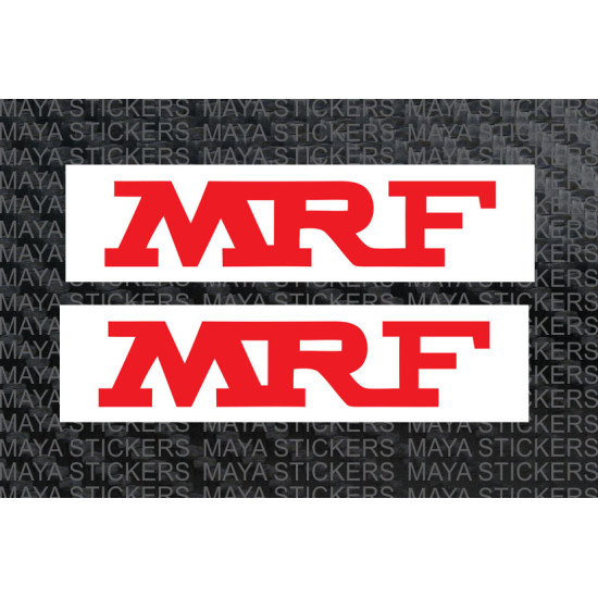 MRF logo sticker with white background. 