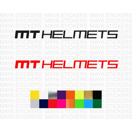 MT helmets text logo sticker for motorcycles and helmets ( Pair of 2 ) 