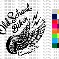 Old school biker stickers for all classic motorcycles and helmets