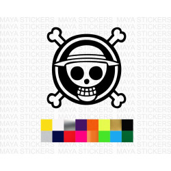 One piece luffy straw hat skull logo decal for cars, bikes, laptops 