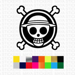 One piece luffy straw hat skull logo decal for cars, bikes, laptops 