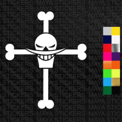One piece white beard pirate flag decal sticker for cars, motorcycles, laptops and others