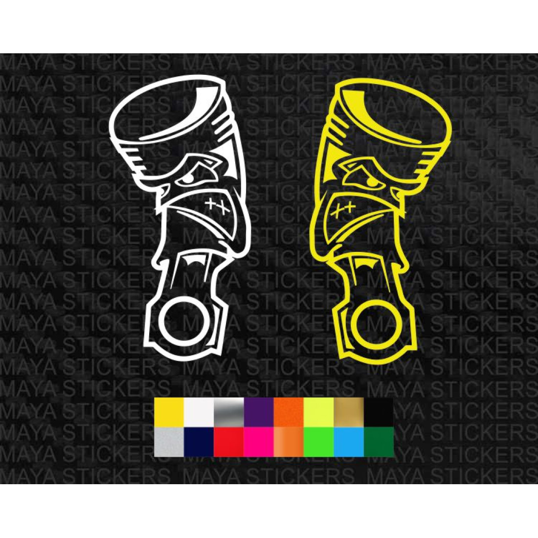 Angry piston decal stickers in custom colors and sizes