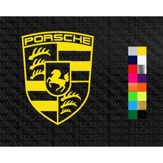 Porsche logo stickers in custom colors and sizes