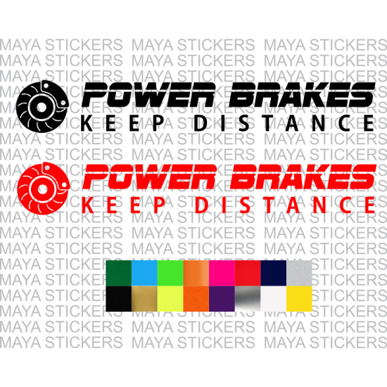 Power Brakes keep distance car stickers in custom colors and sizes