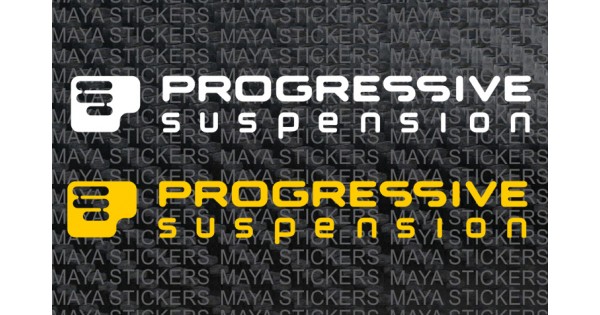 progressive suspension 5" x 1" black on clear backgroun die cut sticker x 10pcs 
