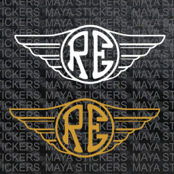 RE in wings design sticker for royal enfield bikes d3 ( Pair of 2 )